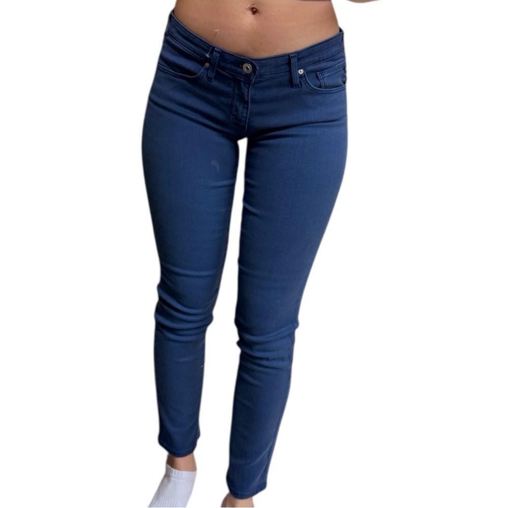 AG Adriano goldscmied the stevie ankle slim straight low rise in blue denim 27r